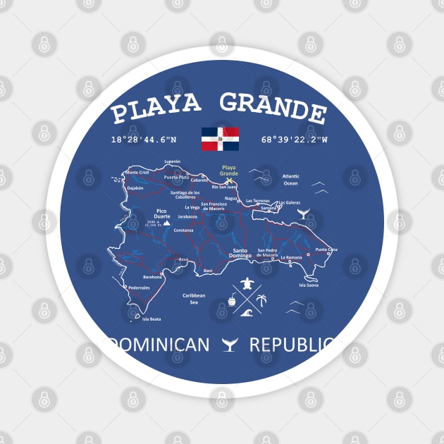 Playa Grande Dominican Republic Flag Travel Map Coordinates GPS Magnet by French Salsa